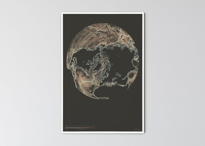 THE WORLD AS BATHYMETRY Mapographics Print Material ARCTIV_BATHYMETRY_LARGE1 / Small title / 70x100 cm (27.56x39.37")