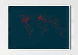 THE WORLD AS AIRPORT DENSITY Mapographics Print Material Airports_LARGE7 / Small title / 100x70 cm (39.37x27.56")