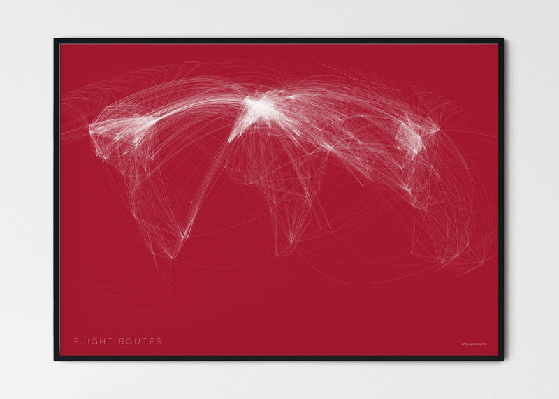 THE WORLD AS FLIGHT ROUTES Mapographics Print Material Flight_routes_LARGE7 / Small title / 100x70 cm (39.37x27.56")
