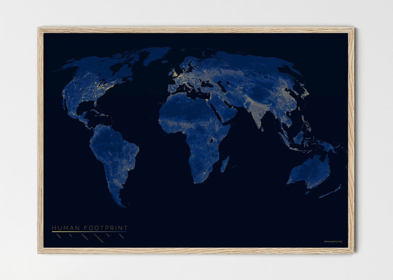 THE WORLD AS HUMAN FOOTPRINT Mapographics Print Material HUMAN_FOOTPRINT_LARGE7 / Small title / 100x70 cm (39.37x27.56")