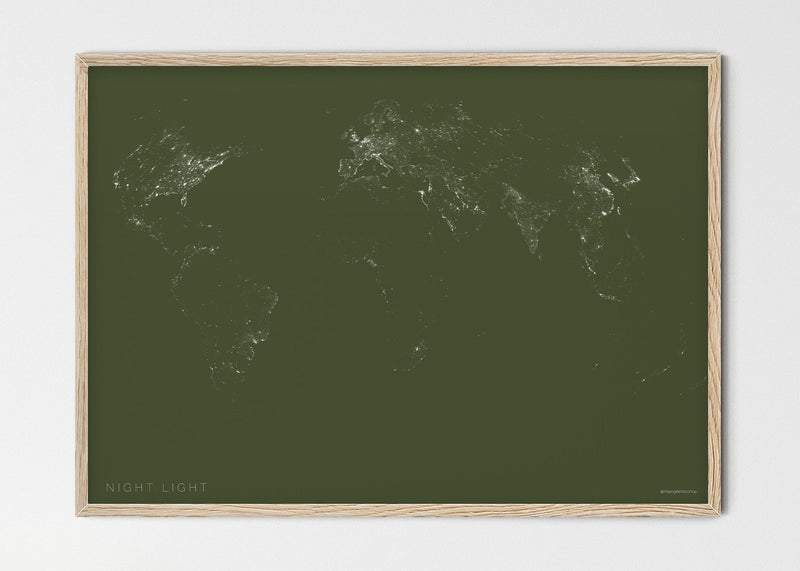THE WORLD BY NIGHT LIGHT Mapographics Print Material NIGHT_LIGHT_LARGE6 / Small title / 100x70 cm (39.37x27.56")