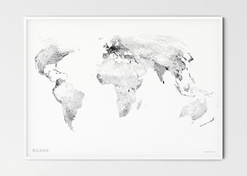 THE WORLD AS ROADS Mapographics Print Material ROADS_LARGE3 / Small title / 100x70 cm (39.37x27.56")