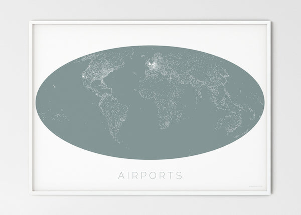 THE WORLD AS AIRPORT DENSITY Mapographics Print Material Airports_LARGE14 / Large title / 100x70 cm (39.37x27.56")