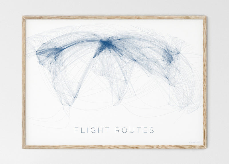 THE WORLD AS FLIGHT ROUTES Mapographics Print Material Flight_routes_LARGE3 / Large title / 100x70 cm (39.37x27.56")
