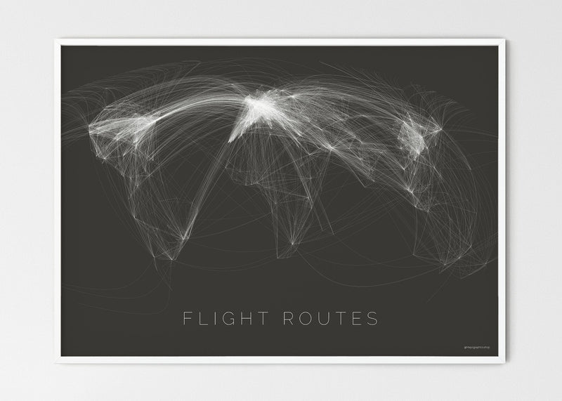 THE WORLD AS FLIGHT ROUTES Mapographics Print Material Flight_routes_LARGE4 / Large title / 100x70 cm (39.37x27.56")