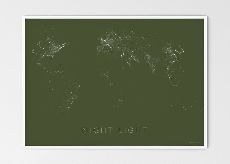 THE WORLD BY NIGHT LIGHT Mapographics Print Material NIGHT_LIGHT_LARGE6 / Large title / 70x50 cm (27.56x19.67")