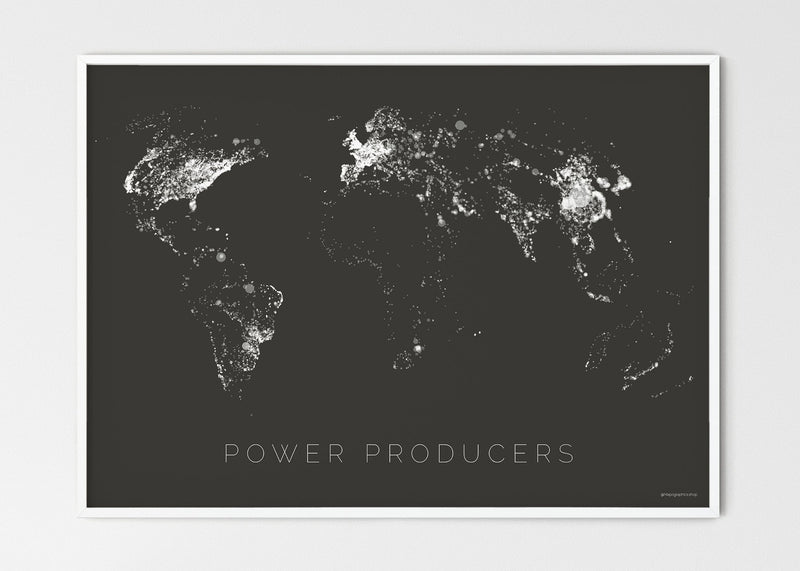 THE WORLD AS POWER STATIONS Mapographics Print Material Power_Plants_LARGE1 / Large title / 100x70 cm (39.37x27.56")