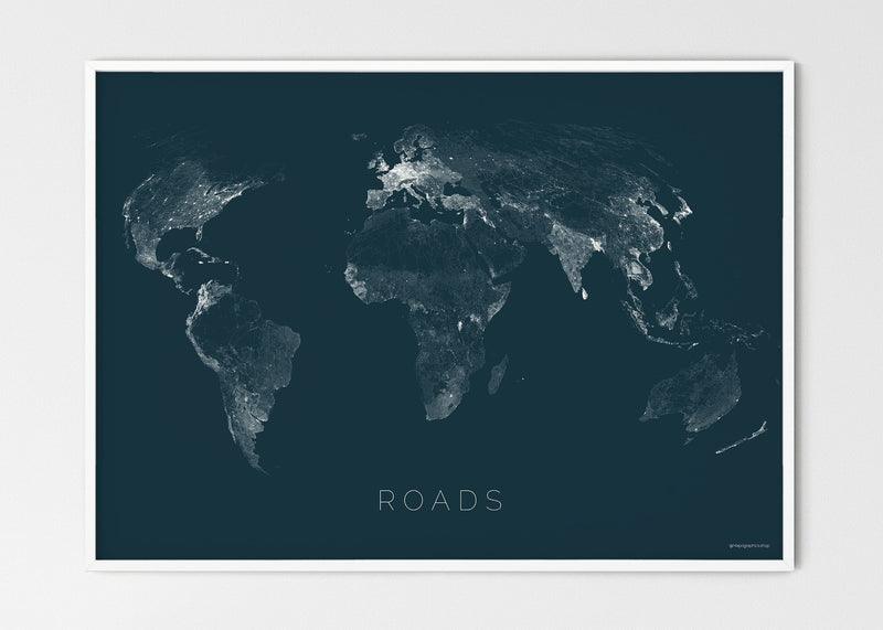 THE WORLD AS ROADS Mapographics Print Material ROADS_LARGE41 / Large title / 100x70 cm (39.37x27.56")