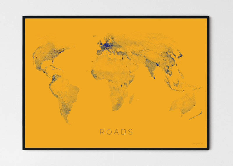 THE WORLD AS ROADS Mapographics Print Material ROADS_LARGE4 / Large title / 100x70 cm (39.37x27.56")