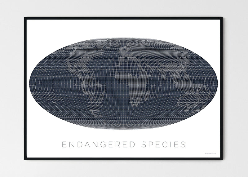 THE WORLD AS ENGANGERED SPECIES MAPOGRAPHICS Print Material Red_listed_species_LARGE2 / Large title / 100x70 cm (39.37x27.56")