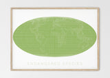 THE WORLD AS ENGANGERED SPECIES MAPOGRAPHICS Print Material Red_listed_species_LARGE3 / Large title / 100x70 cm (39.37x27.56")