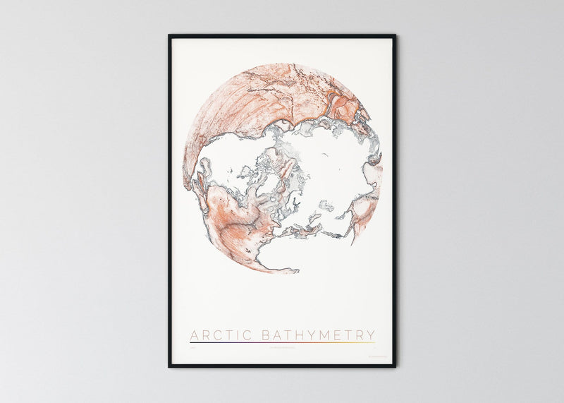 THE WORLD AS BATHYMETRY Mapographics Print Material ARCTIV_BATHYMETRY_LARGE5 / Large title / 70x100 cm (27.56x39.37")