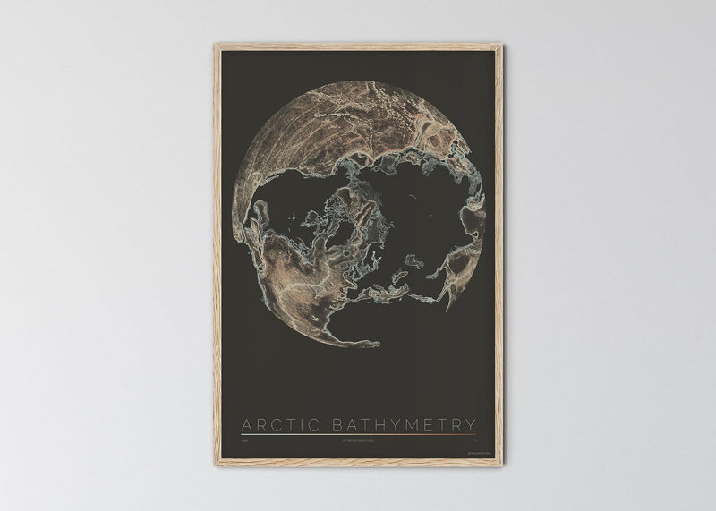 THE WORLD AS BATHYMETRY Mapographics Print Material ARCTIV_BATHYMETRY_LARGE1 / Large title / 70x100 cm (27.56x39.37")