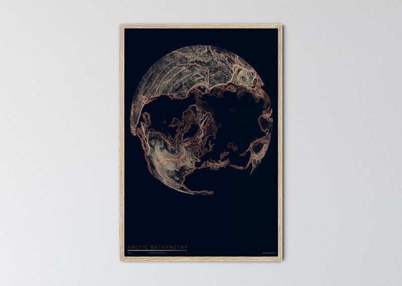 THE WORLD AS BATHYMETRY Mapographics Print Material ARCTIV_BATHYMETRY_LARGE3 / Small title / 70x100 cm (27.56x39.37")