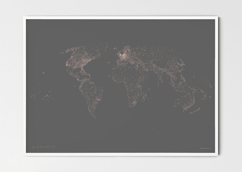 THE WORLD AS AIRPORT DENSITY Mapographics Print Material Airports_LARGE6 / Small title / 100x70 cm (39.37x27.56")