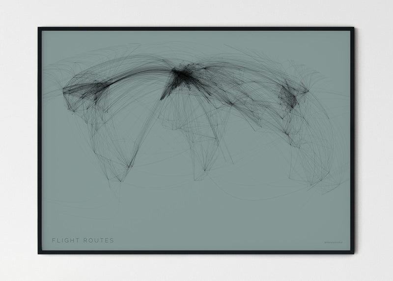 THE WORLD AS FLIGHT ROUTES Mapographics Print Material Flight_routes_LARGE2 / Small title / 100x70 cm (39.37x27.56")