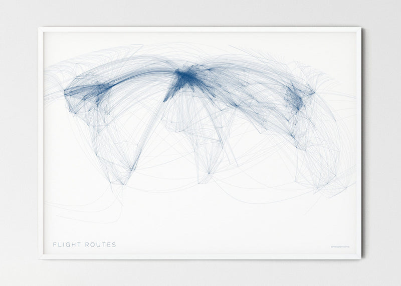 THE WORLD AS FLIGHT ROUTES Mapographics Print Material Flight_routes_LARGE3 / Small title / 100x70 cm (39.37x27.56")
