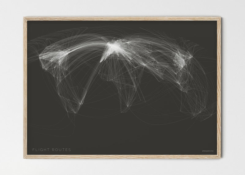 THE WORLD AS FLIGHT ROUTES Mapographics Print Material Flight_routes_LARGE4 / Small title / 100x70 cm (39.37x27.56")