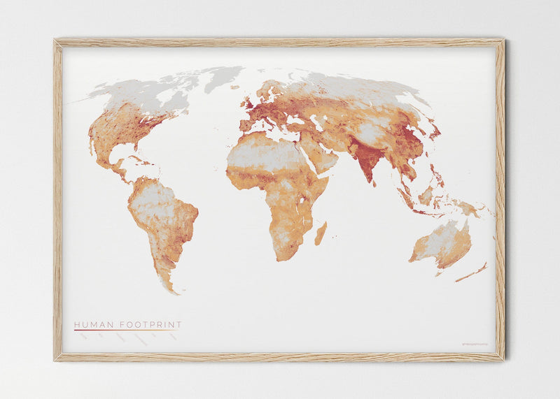 THE WORLD AS HUMAN FOOTPRINT Mapographics Print Material HUMAN_FOOTPRINT_LARGE11 / Small title / 100x70 cm (39.37x27.56")