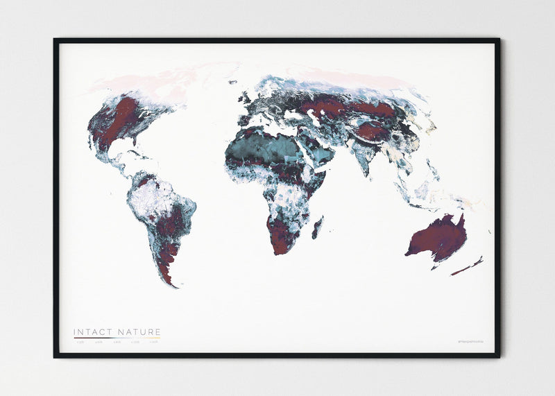 THE WORLD AS THE STATUS OF BIODIVERSITY Mapographics Print Material INTACT_NATURE_LARGE1 / Small title / 100x70 cm (39.37x27.56")