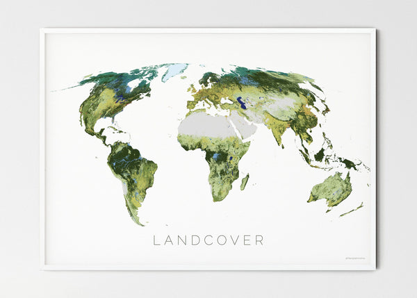 THE WORLD AS IT APPEARS Mapographics Print Material LANDCOVER_LARGE1 / Large title / 100x70 cm (39.37x27.56")