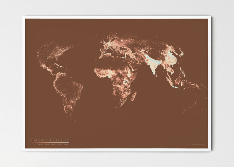 THE WORLD AS POPULATION DENSITY Mapographics Print Material Population_LARGE12 / Small title / 100x70cm (39.37x27.56")