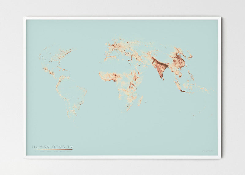 THE WORLD AS POPULATION DENSITY Mapographics Print Material Population_LARGE2 / Small title / 100x70cm (39.37x27.56")