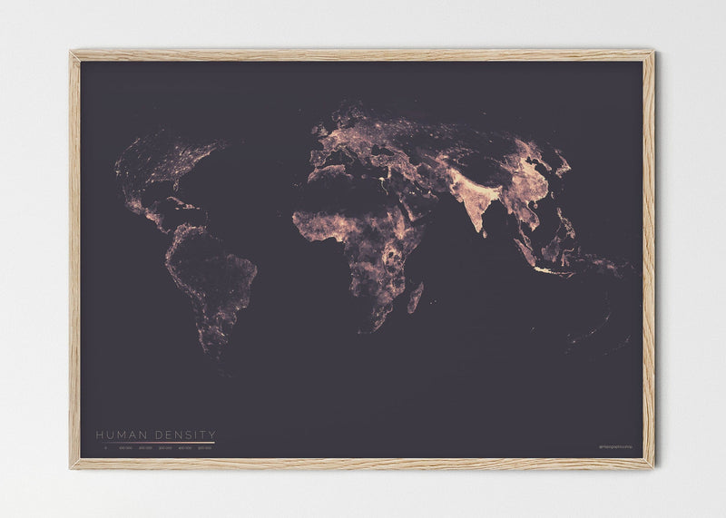 THE WORLD AS POPULATION DENSITY Mapographics Print Material Population_LARGE3 / Small title / 100x70cm (39.37x27.56")