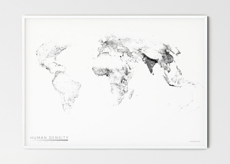 THE WORLD AS POPULATION DENSITY Mapographics Print Material Population_LARGE6 / Small title / 100x70cm (39.37x27.56")
