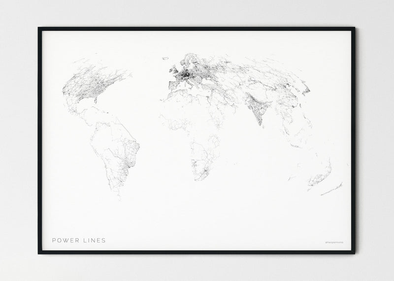 THE WORLD AS POWER LINES Mapographics Print Material Powerlines_LARGE2 / Small title / 100x70 cm (39.37x27.56")