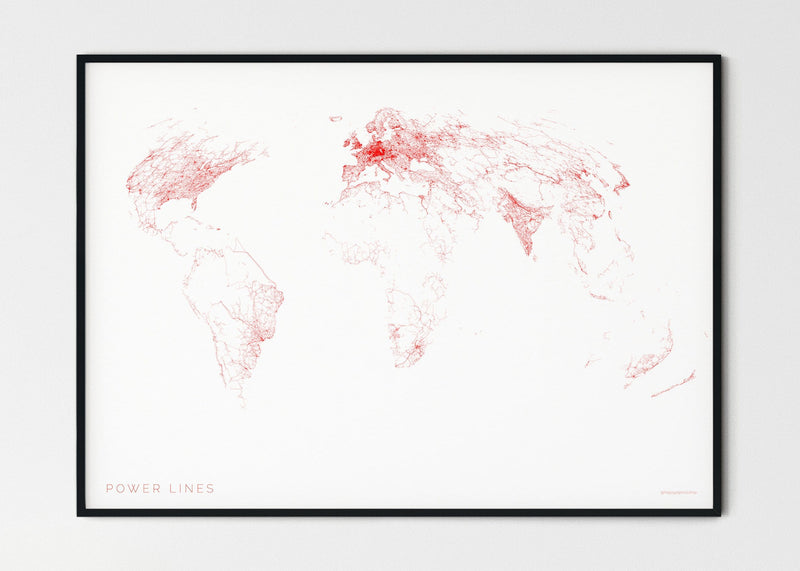 THE WORLD AS POWER LINES Mapographics Print Material Powerlines_LARGE5 / Small title / 100x70 cm (39.37x27.56")