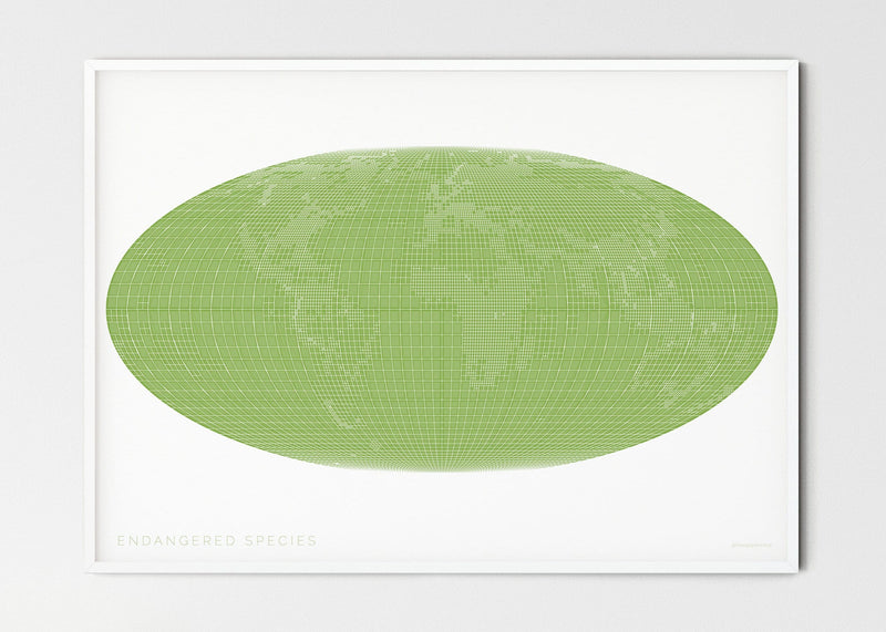 THE WORLD AS ENGANGERED SPECIES MAPOGRAPHICS Print Material Red_listed_species_LARGE3 / Small title / 100x70 cm (39.37x27.56")