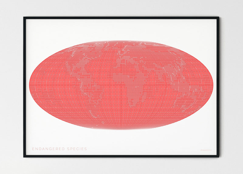 THE WORLD AS ENGANGERED SPECIES MAPOGRAPHICS Print Material Red_listed_species_LARGE4 / Small title / 100x70 cm (39.37x27.56")