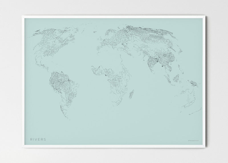 THE WORLD AS RIVERS Mapographics Print Material Rivers_LARGE2 / Small title / 100x70 cm (39.37x27.56")
