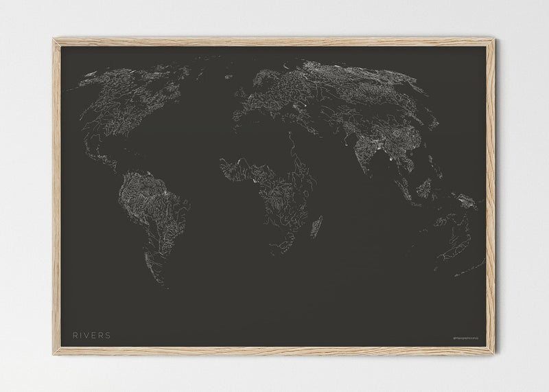 THE WORLD AS RIVERS Mapographics Print Material Rivers_LARGE5 / Small title / 100x70 cm (39.37x27.56")