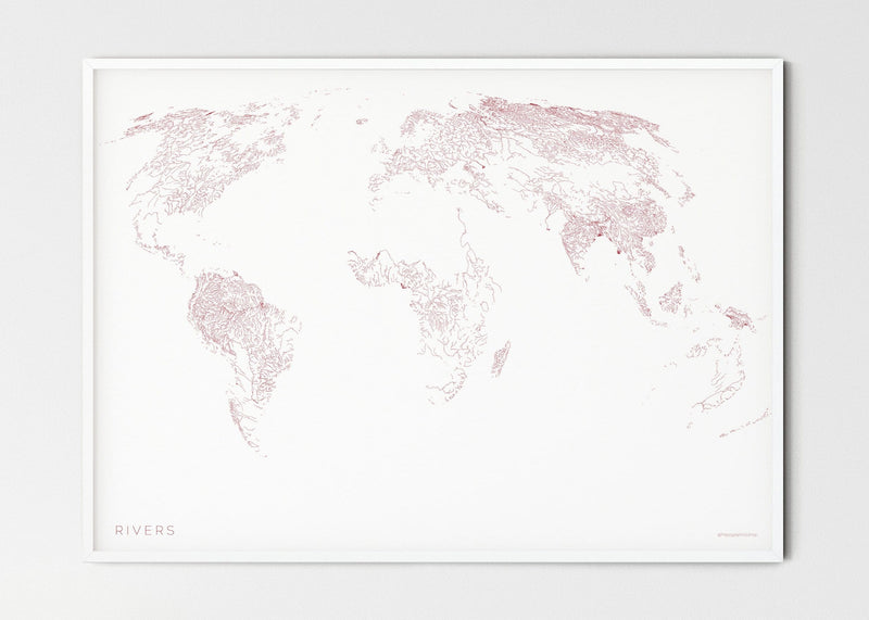 THE WORLD AS RIVERS Mapographics Print Material Rivers_LARGE1 / Small title / 100x70 cm (39.37x27.56")