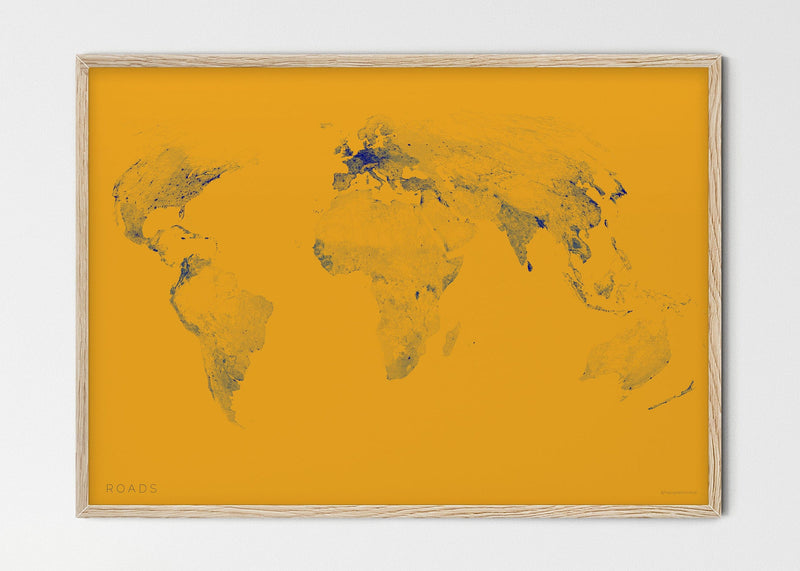 THE WORLD AS ROADS Mapographics Print Material ROADS_LARGE4 / Small title / 100x70 cm (39.37x27.56")
