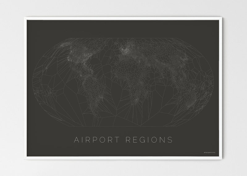 THE WORLD AS AIRPORT LOCATION Mapographics Print Material Airports_LARGE12 / Large title / 100x70 cm (39.37x27.56")