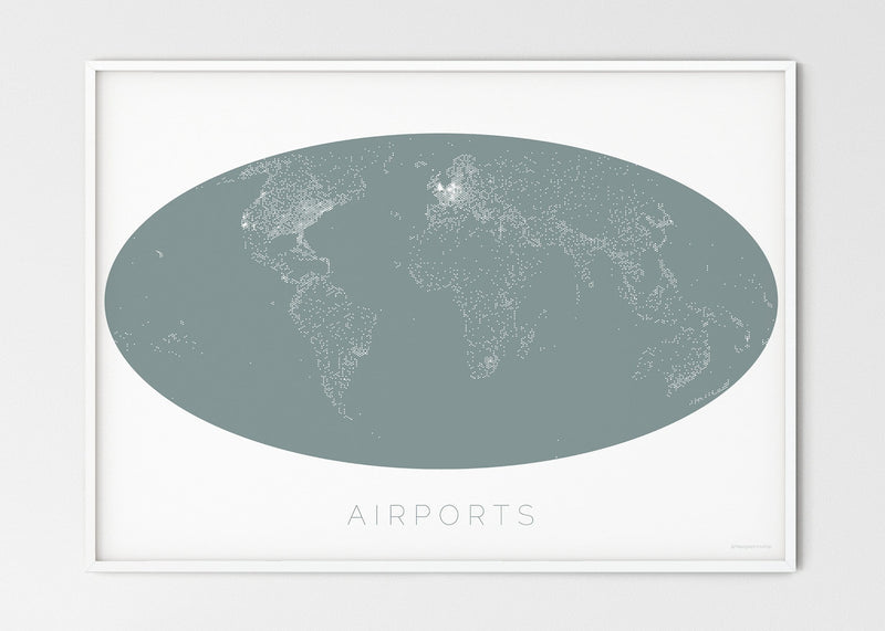 THE WORLD AS AIRPORT DENSITY Mapographics Print Material Airports_LARGE14 / Large title / 100x70 cm (39.37x27.56")