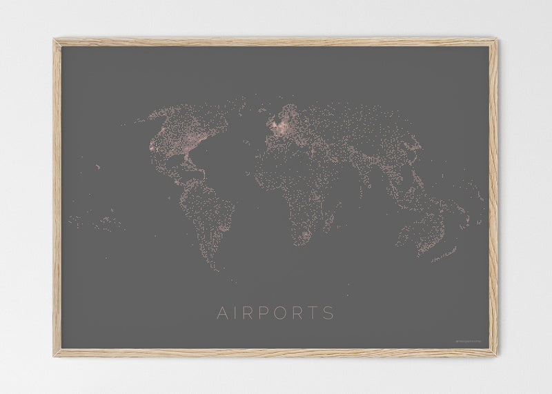 THE WORLD AS AIRPORT DENSITY Mapographics Print Material Airports_LARGE6 / Large title / 100x70 cm (39.37x27.56")