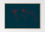 THE WORLD AS AIRPORT DENSITY Mapographics Print Material Airports_LARGE7 / Large title / 100x70 cm (39.37x27.56")