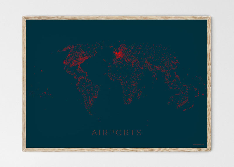 THE WORLD AS AIRPORT DENSITY Mapographics Print Material Airports_LARGE7 / Large title / 100x70 cm (39.37x27.56")
