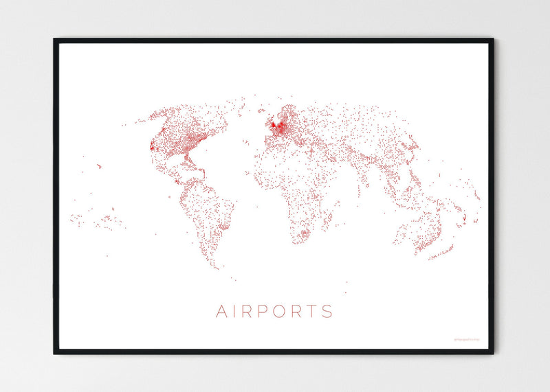 THE WORLD AS AIRPORT DENSITY Mapographics Print Material Airports_LARGE8 / Large title / 100x70 cm (39.37x27.56")