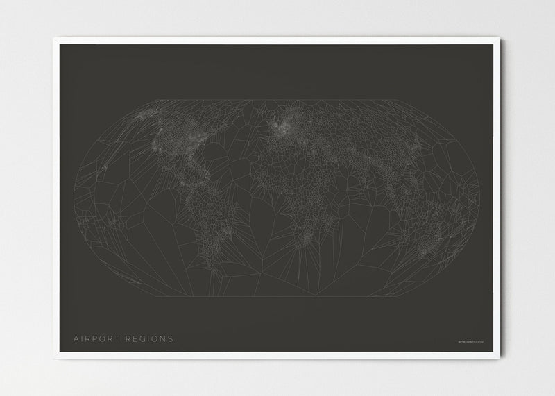 THE WORLD AS AIRPORT LOCATION Mapographics Print Material Airports_LARGE12 / Small title / 100x70 cm (39.37x27.56")