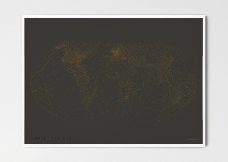 THE WORLD AS AIRPORT LOCATION Mapographics Print Material Airports_LARGE13 / Small title / 100x70 cm (39.37x27.56")