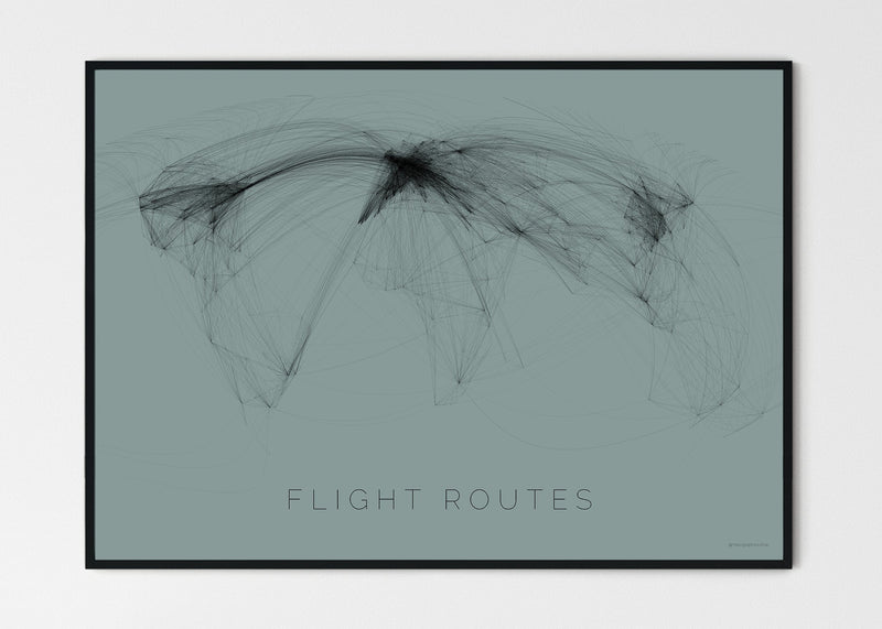 THE WORLD AS FLIGHT ROUTES Mapographics Print Material Flight_routes_LARGE2 / Large title / 100x70 cm (39.37x27.56")