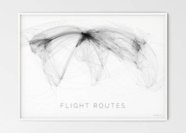 THE WORLD AS FLIGHT ROUTES Mapographics Print Material Flight_routes_LARGE1 / Large title / 100x70 cm (39.37x27.56")