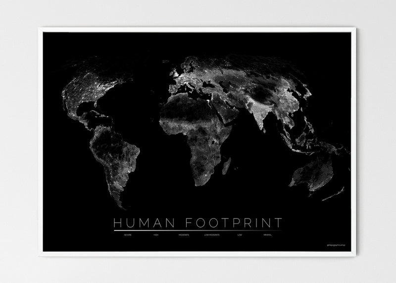 THE WORLD AS HUMAN FOOTPRINT Mapographics Print Material HUMAN_FOOTPRINT_LARGE9 / Large title / 100x70 cm (39.37x27.56")
