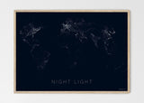 THE WORLD BY NIGHT LIGHT Mapographics Print Material NIGHT_LIGHT_LARGE1 / Large title / 100x70 cm (39.37x27.56")