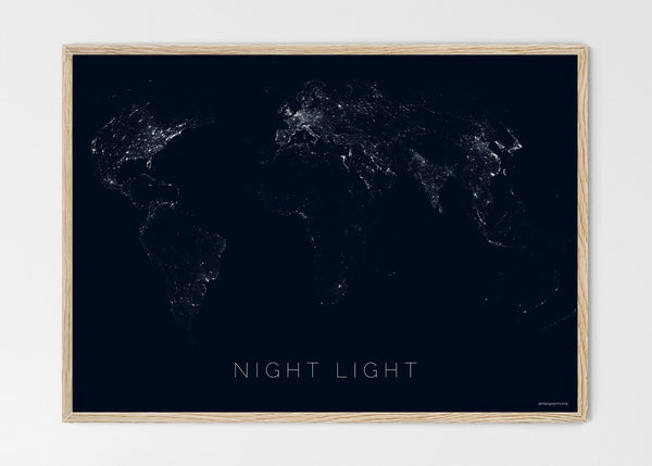 THE WORLD BY NIGHT LIGHT Mapographics Print Material NIGHT_LIGHT_LARGE1 / Large title / 100x70 cm (39.37x27.56")